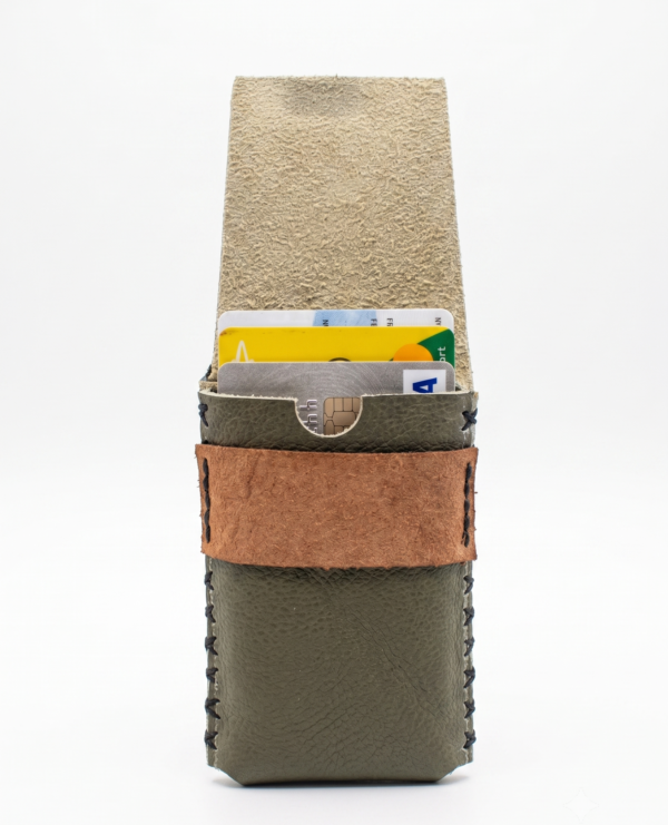 16_1 Porte cartes Vert olive & marron