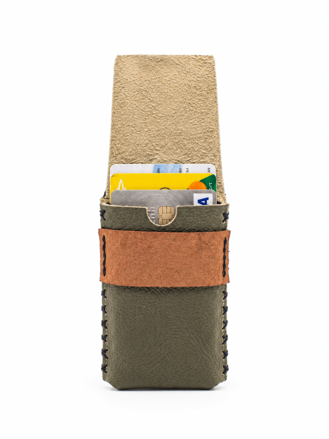 Porte-cartes Vert olive & marron